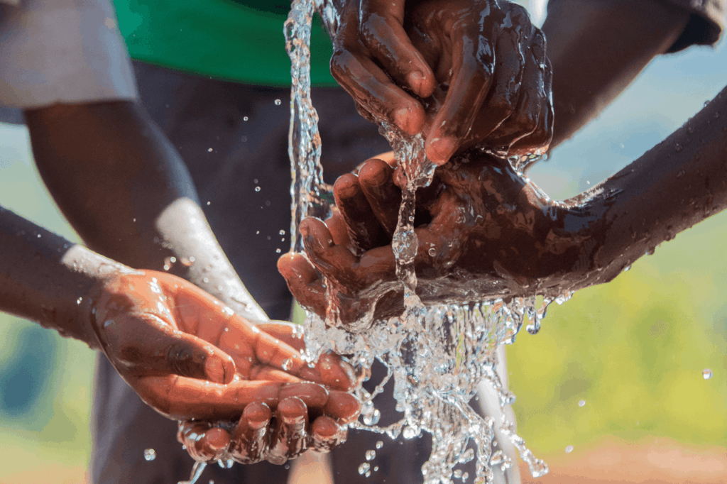 Hands being washed